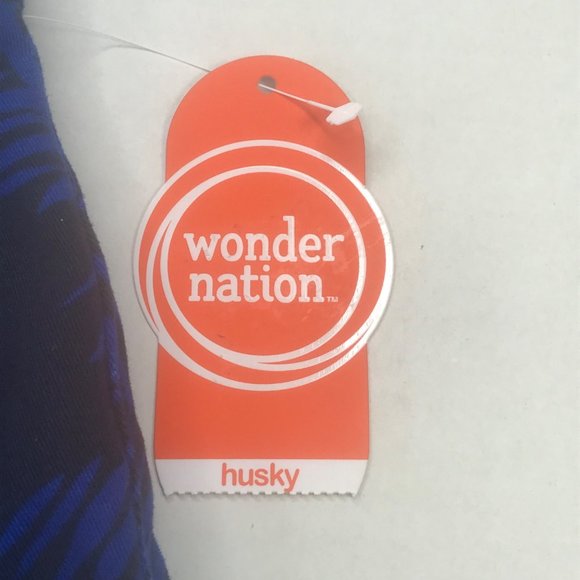 Wonder Nation Boy's Size 14 Husky Adjustable Waist Flat Front Short Blue New - Picture 3 of 13